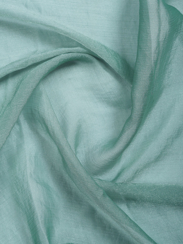 Aqua Green Embroidered Chiffon Saree