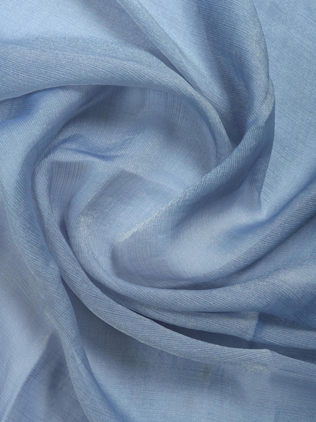 Grey Blue Embroidered Chiffon Saree