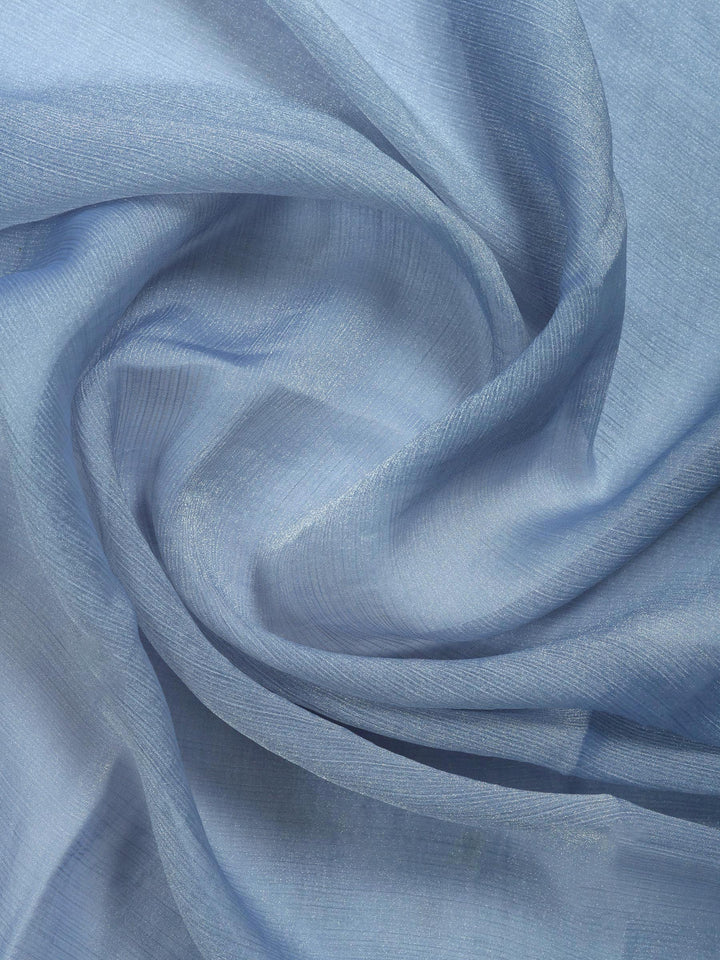 Grey Blue Embroidered Chiffon Saree