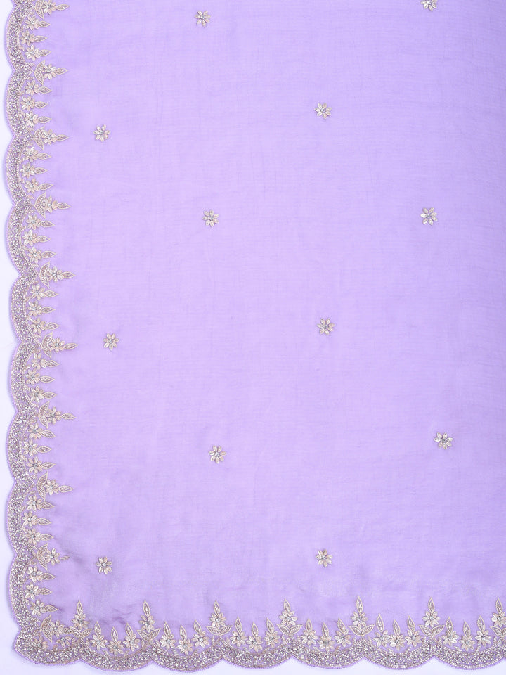 Lavender Embroidered Tissue Saree