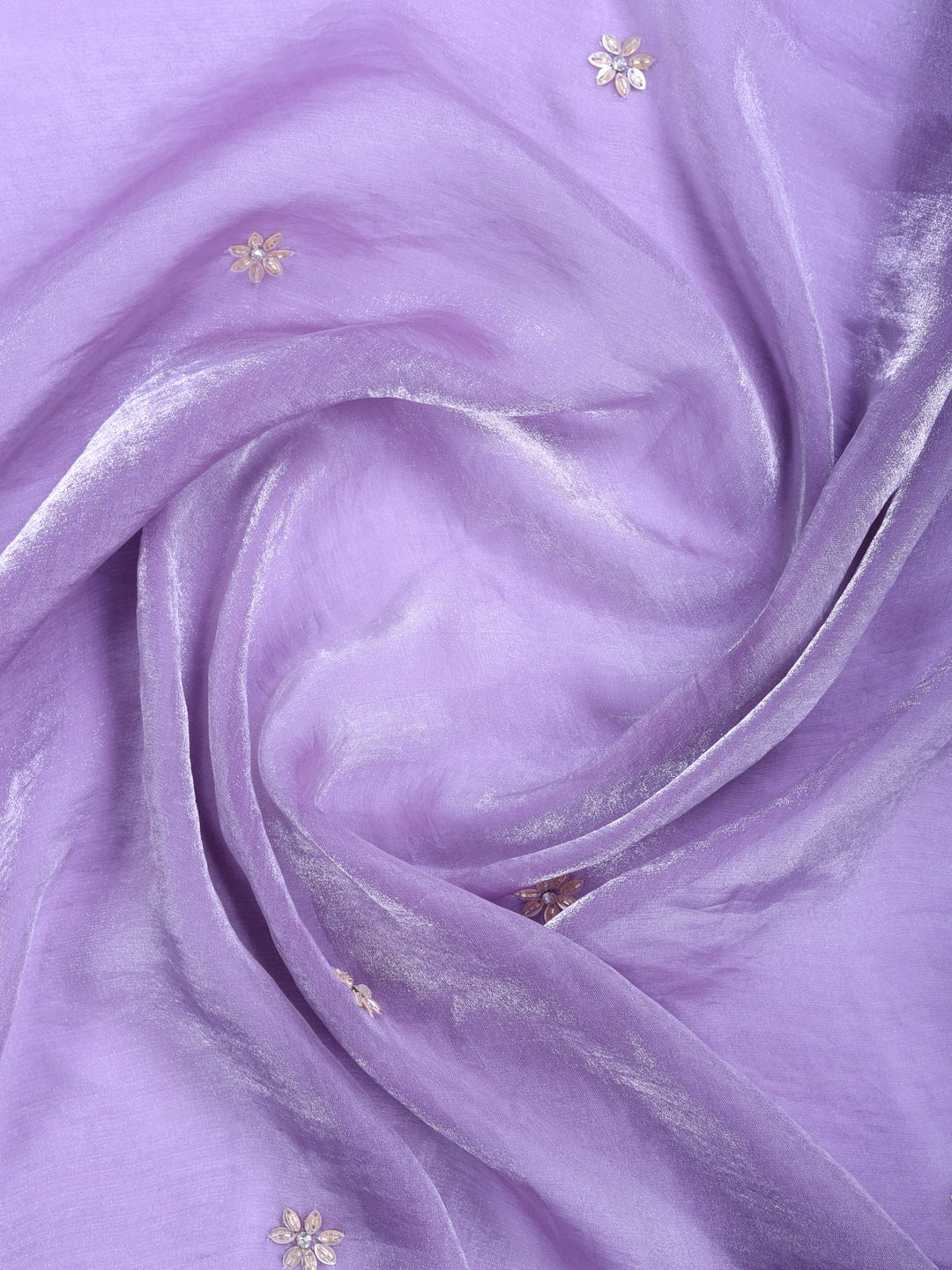 Lavender Embroidered Tissue Saree