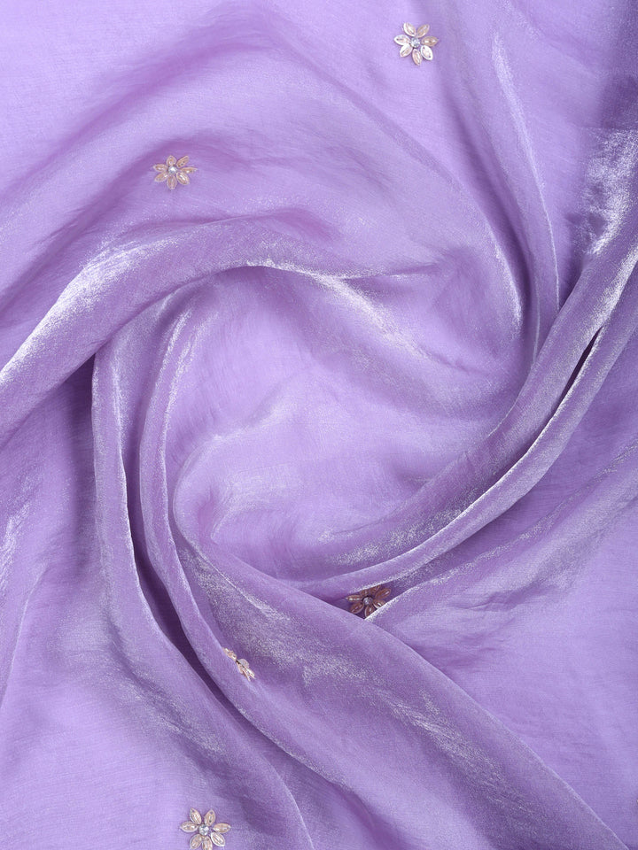 Lavender Embroidered Tissue Saree