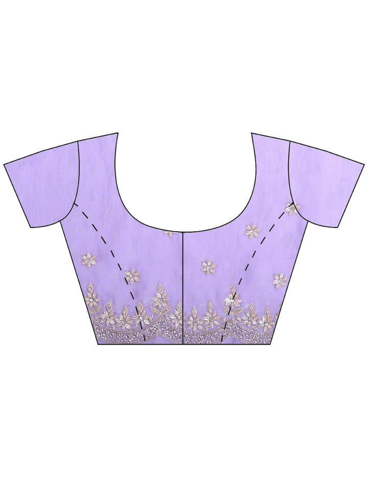 Lavender Embroidered Tissue Saree