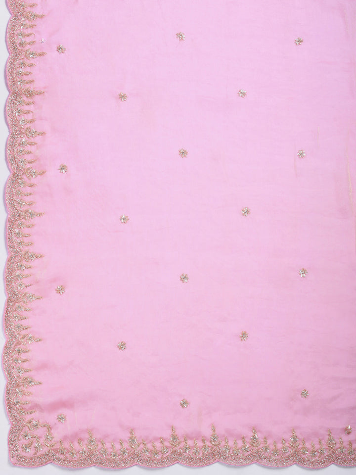 Pink Embroidered Tissue Saree