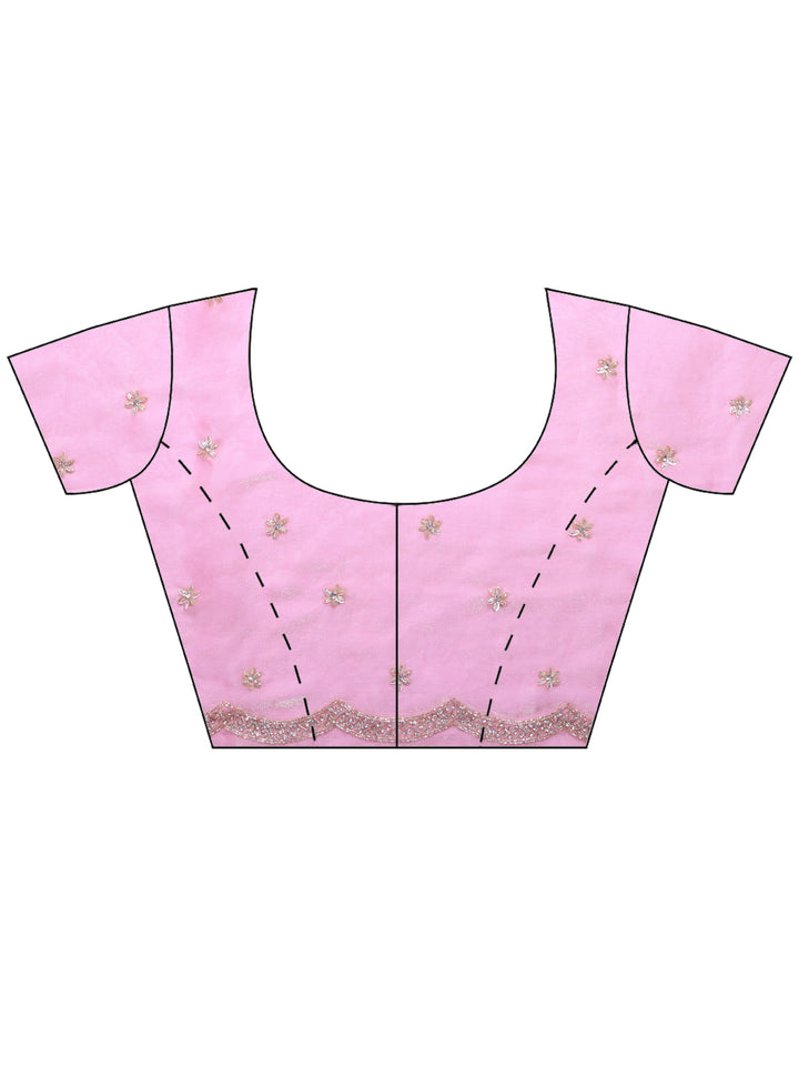 Pink Embroidered Tissue Saree