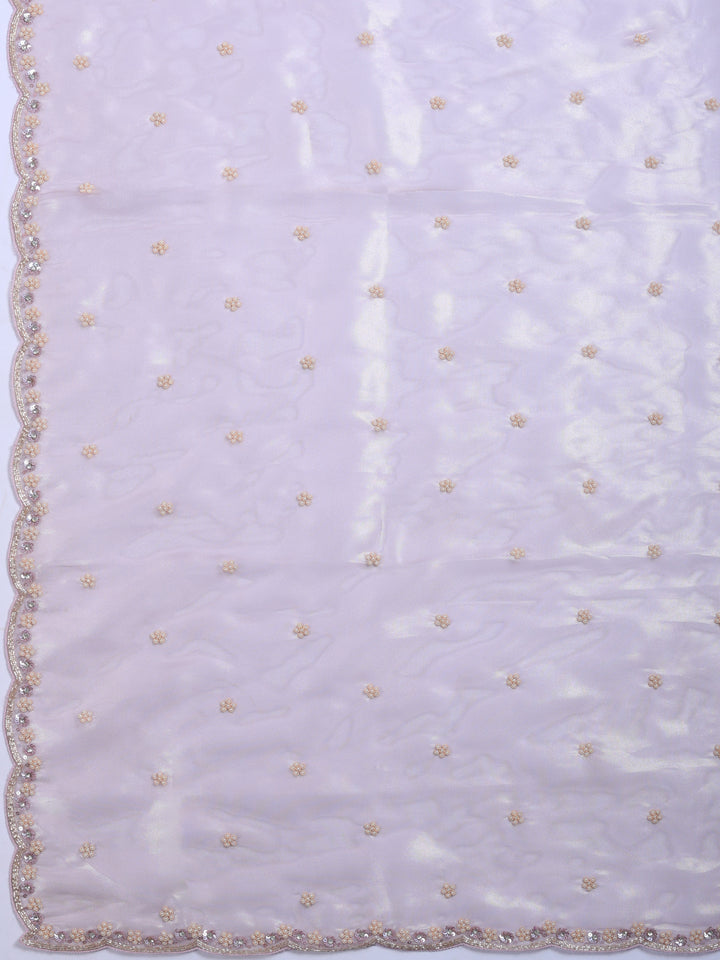 Lavender Embroidered Tissue Saree