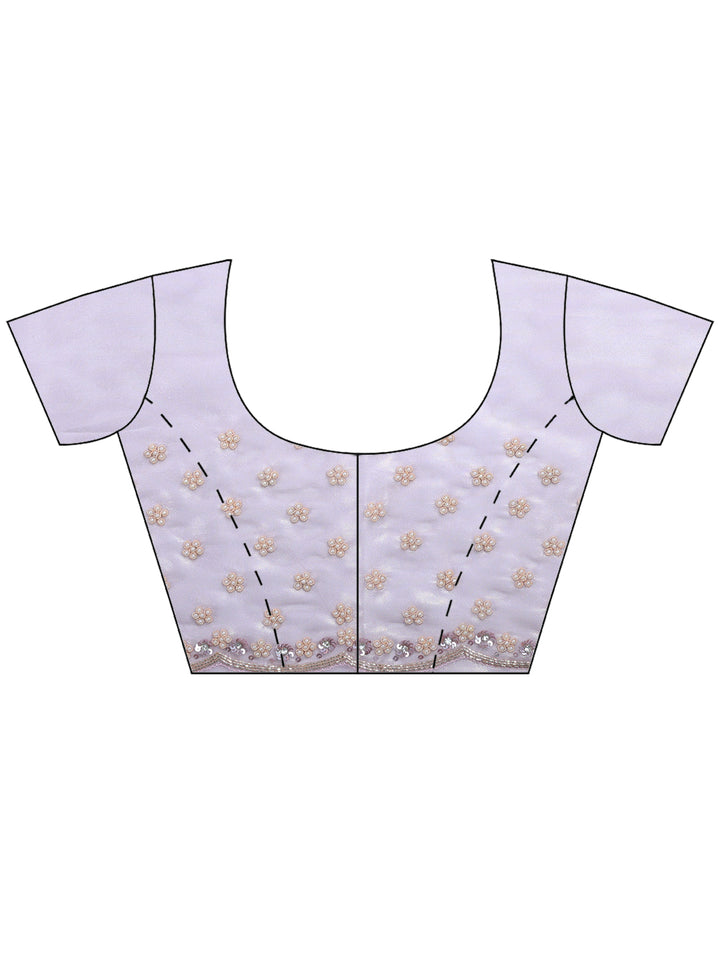 Lavender Embroidered Tissue Saree