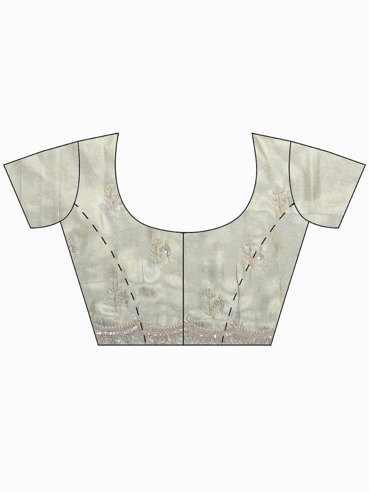 Beige Embroidered Tissue Saree