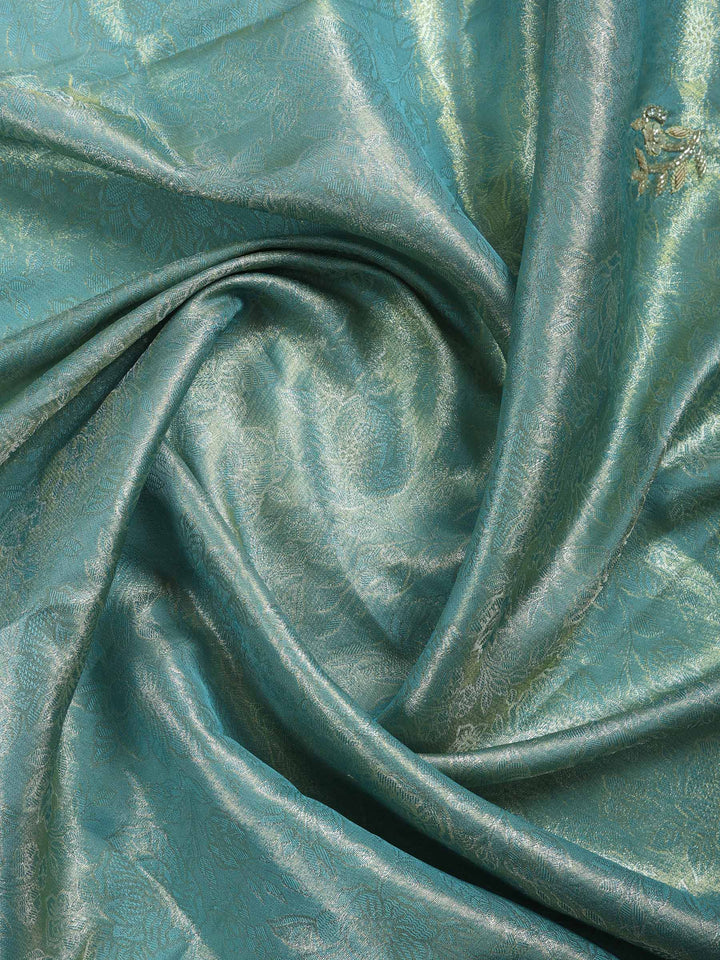 Sea Green Embroidered Tissue Saree