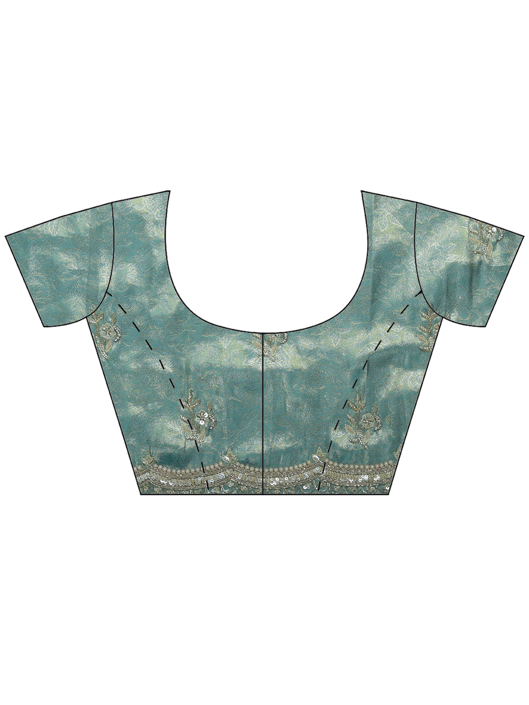 Sea Green Embroidered Tissue Saree