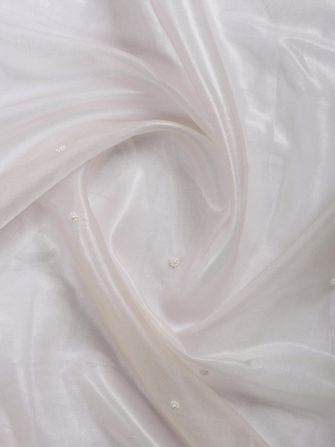 Cream Embroidered Tissue Saree