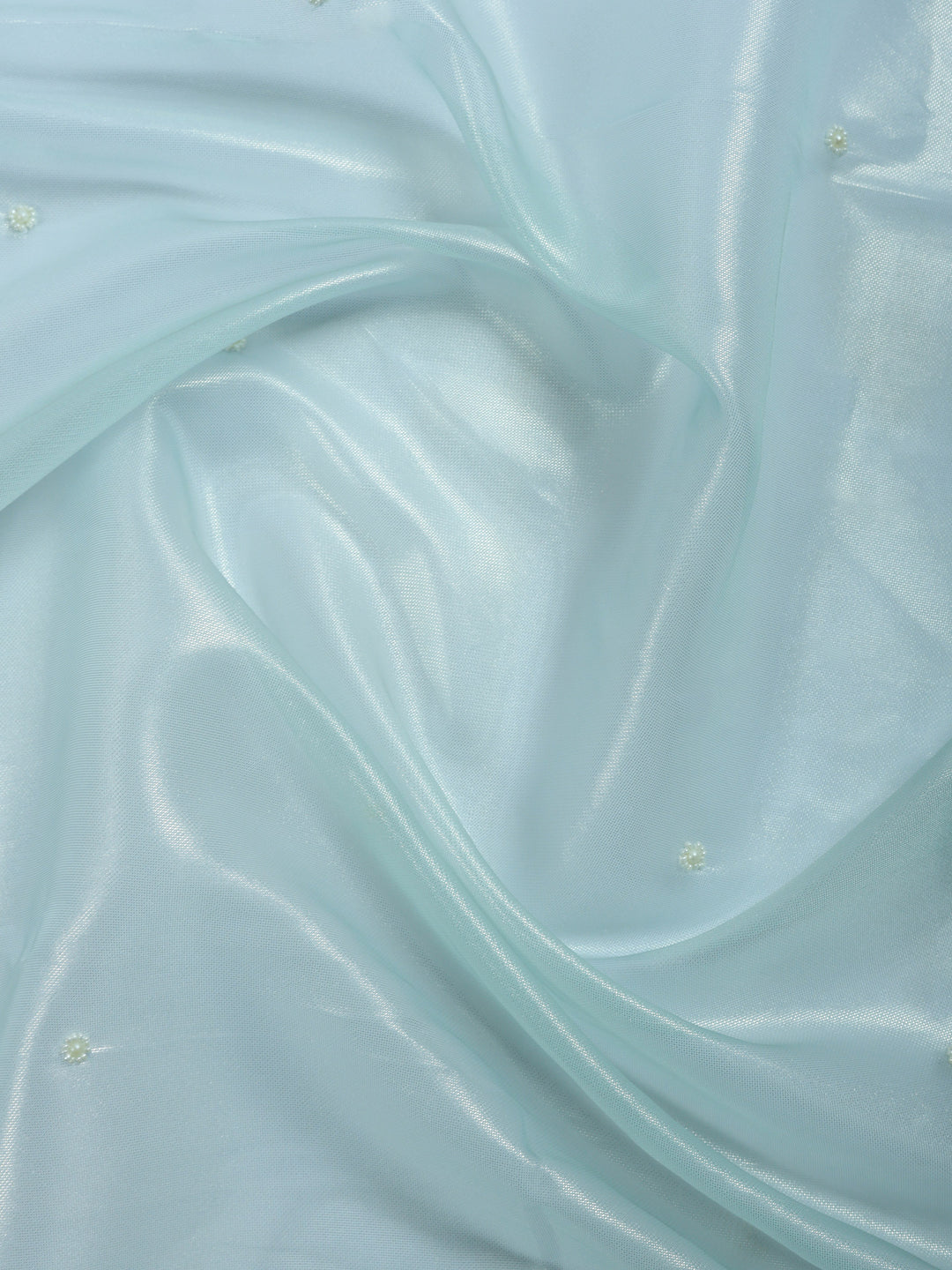 Sky Blue Embroidered Tissue Saree