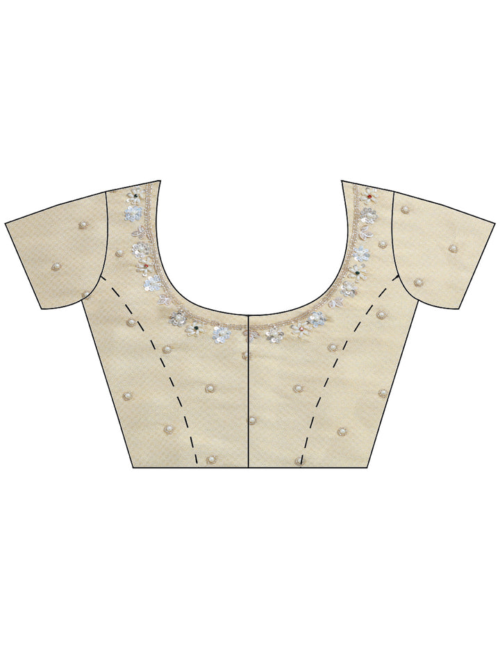 Beige Embroidered Tissue Saree