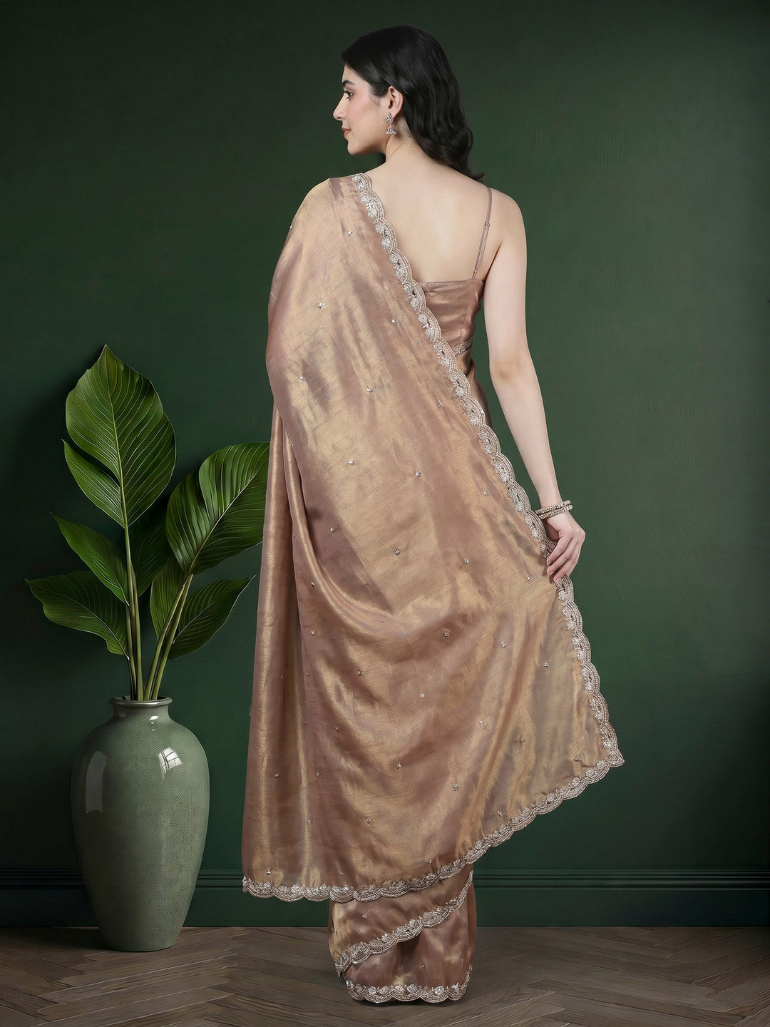 Lavender Embroidered Tissue Saree