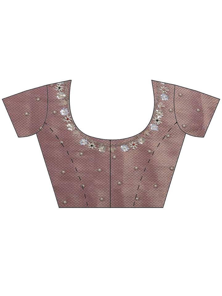 Lavender Embroidered Tissue Saree