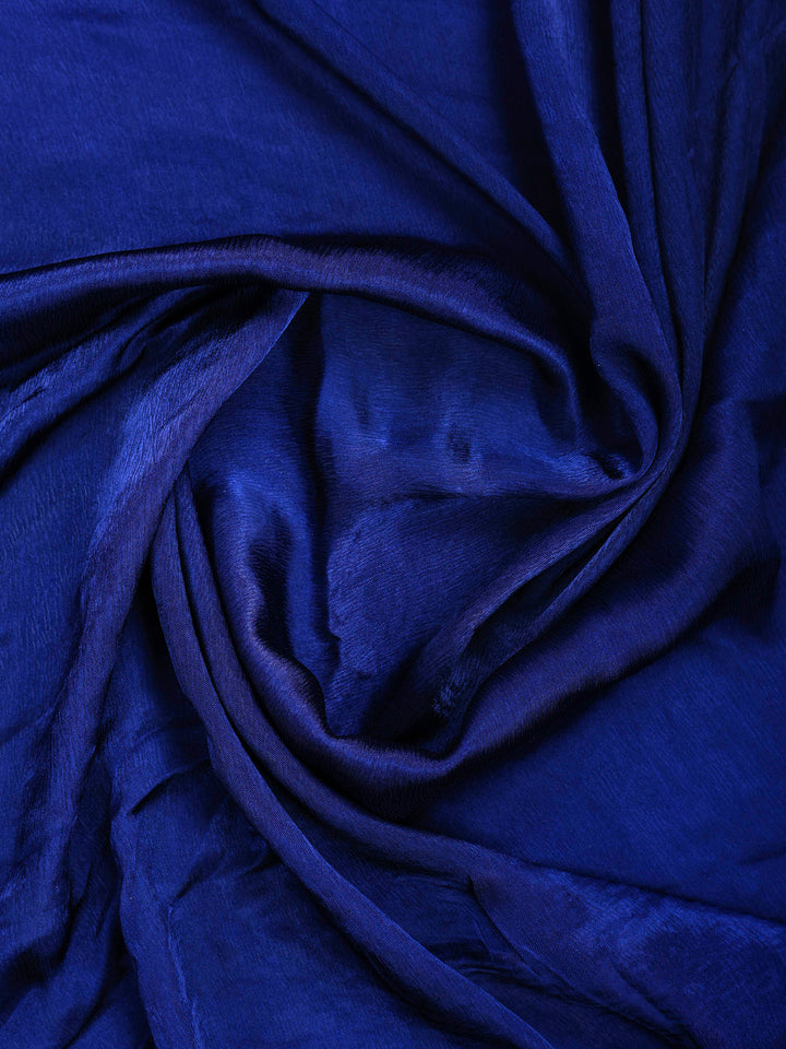 Navy Blue Embroidered Chinon Saree
