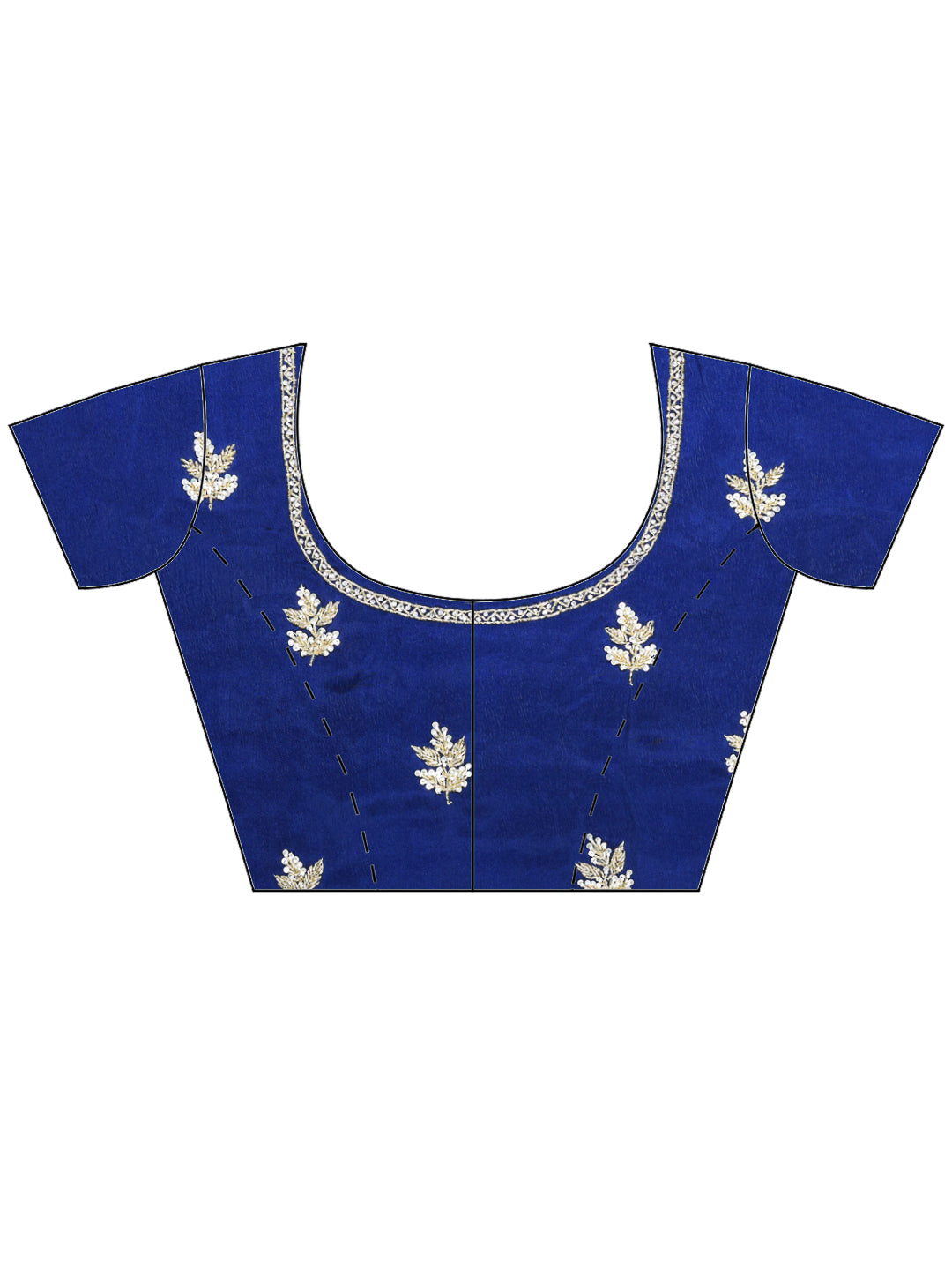 Navy Blue Embroidered Chinon Saree