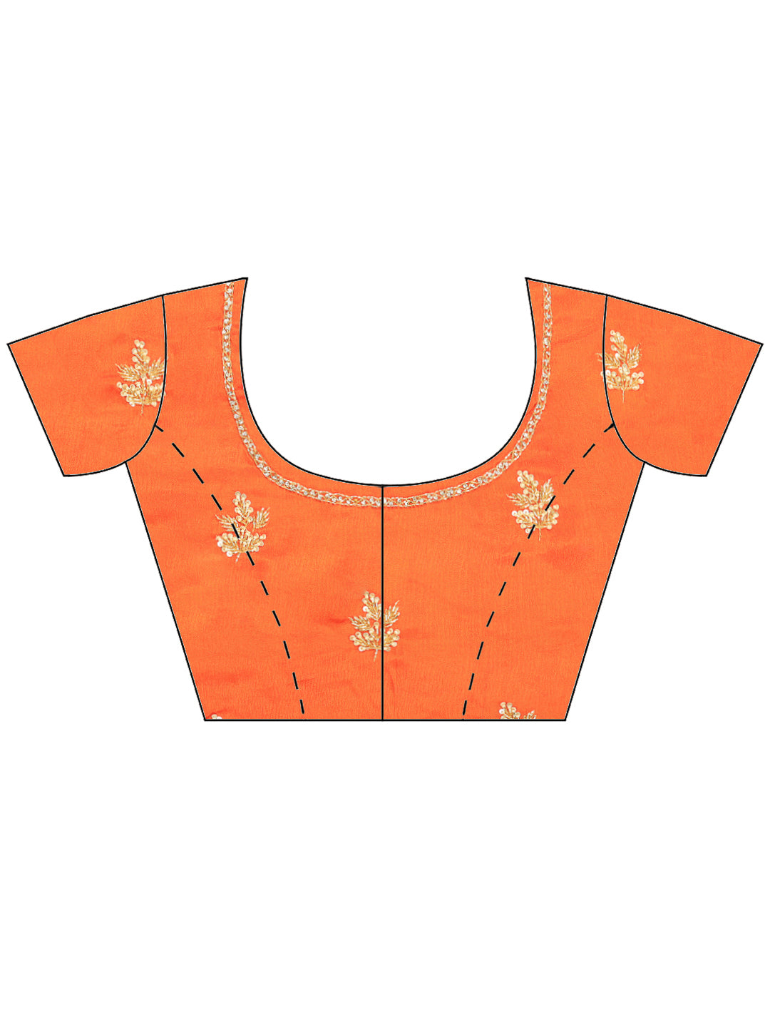 Orange Embroidered Chinon Saree