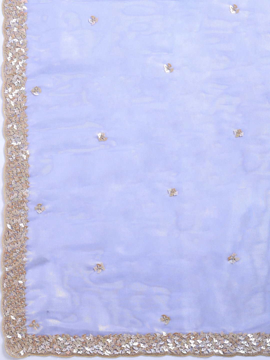 Grey Blue Embroidered Tissue Saree