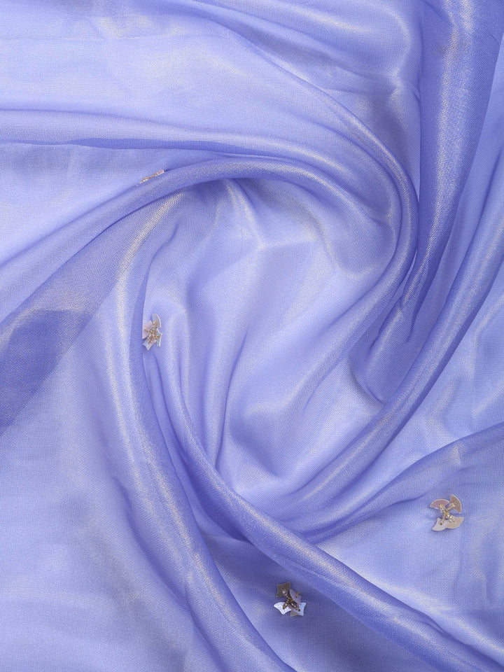 Grey Blue Embroidered Tissue Saree