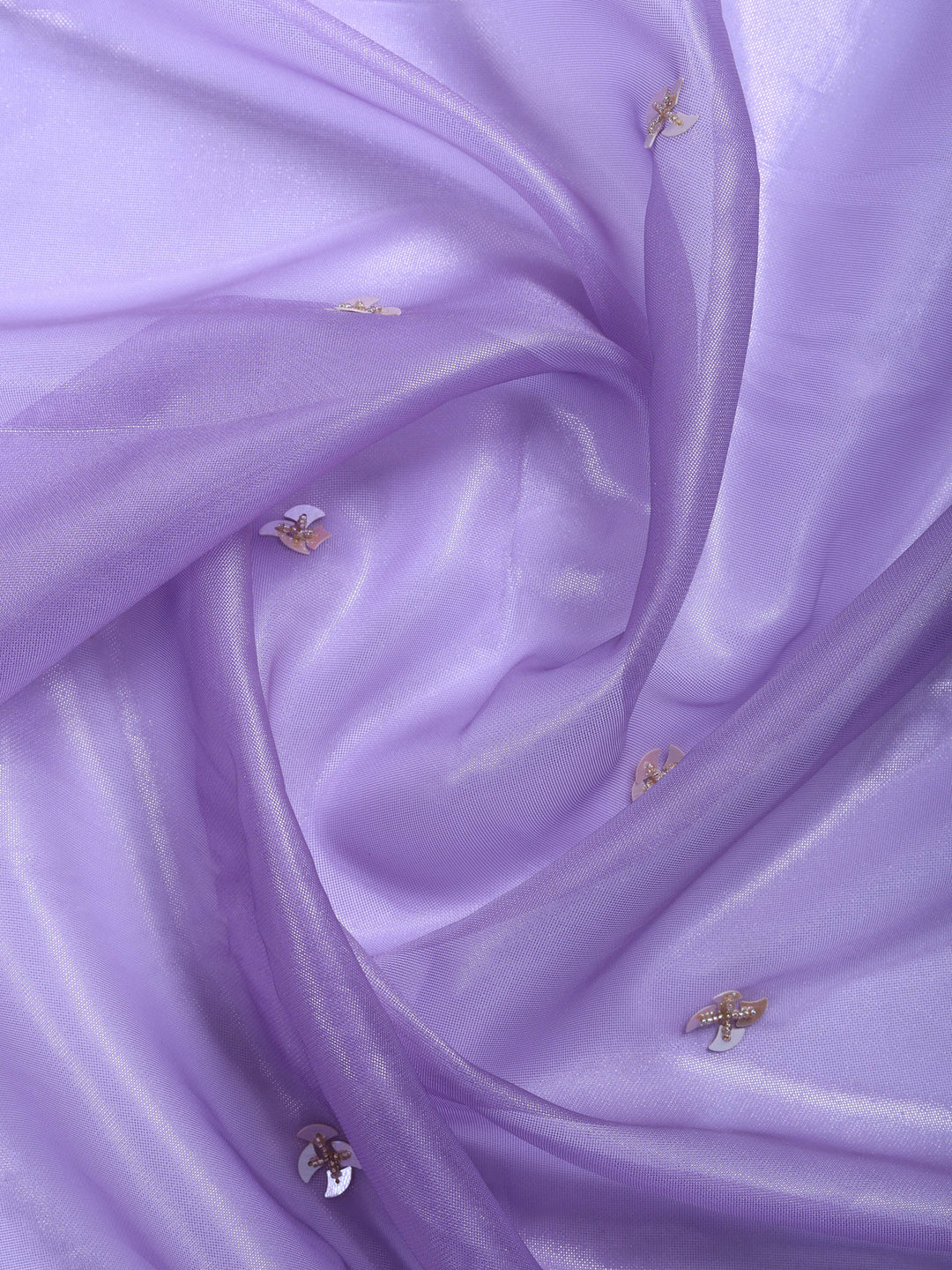 Lavender Embroidered Tissue Saree