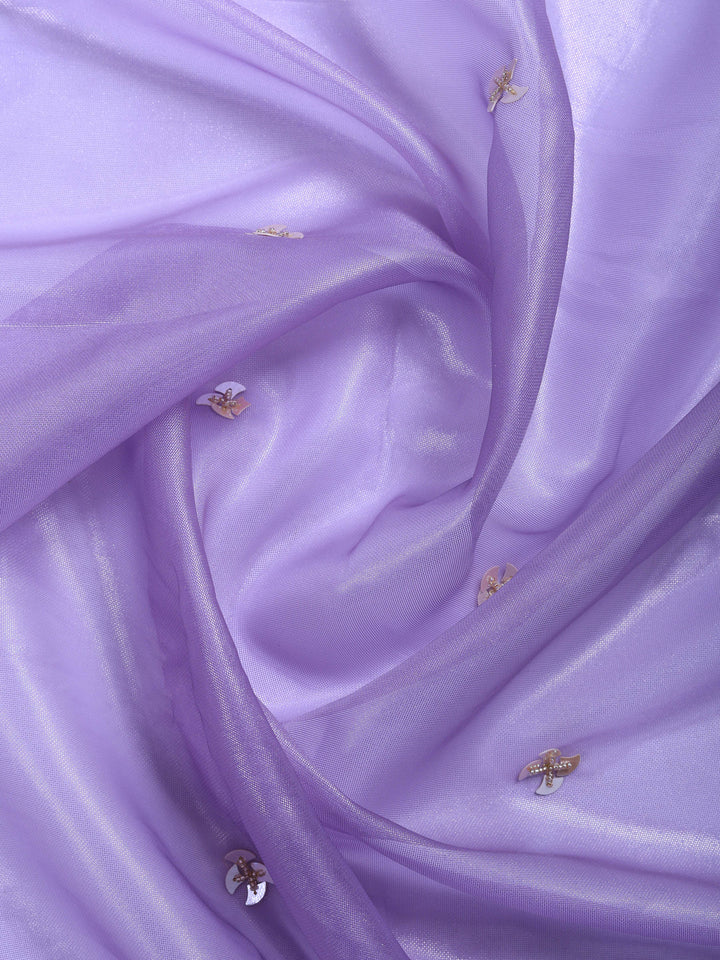Lavender Embroidered Tissue Saree