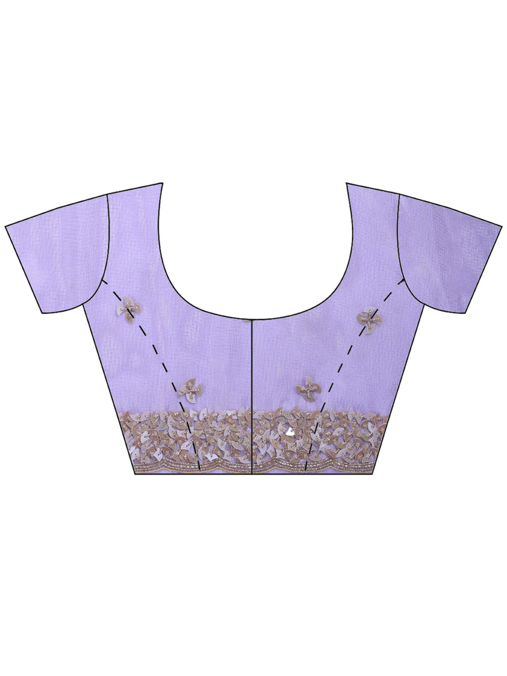 Lavender Embroidered Tissue Saree
