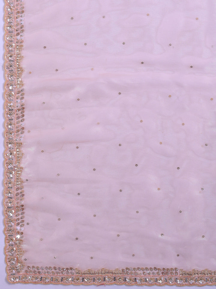 Peach Embroidered Tissue Saree
