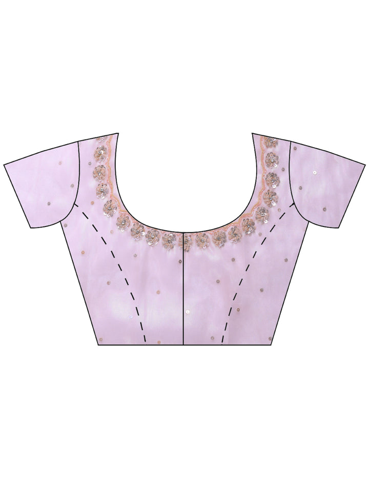 Peach Embroidered Tissue Saree