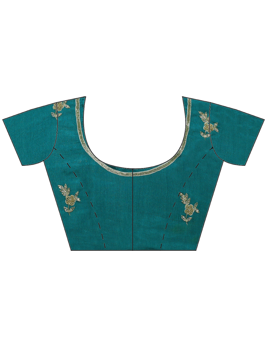 Green Embroidered Chinon Saree