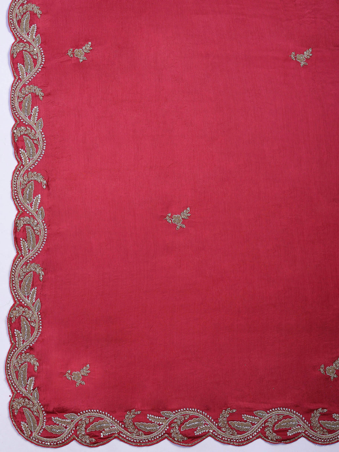 Rani Embroidered Chinon Saree
