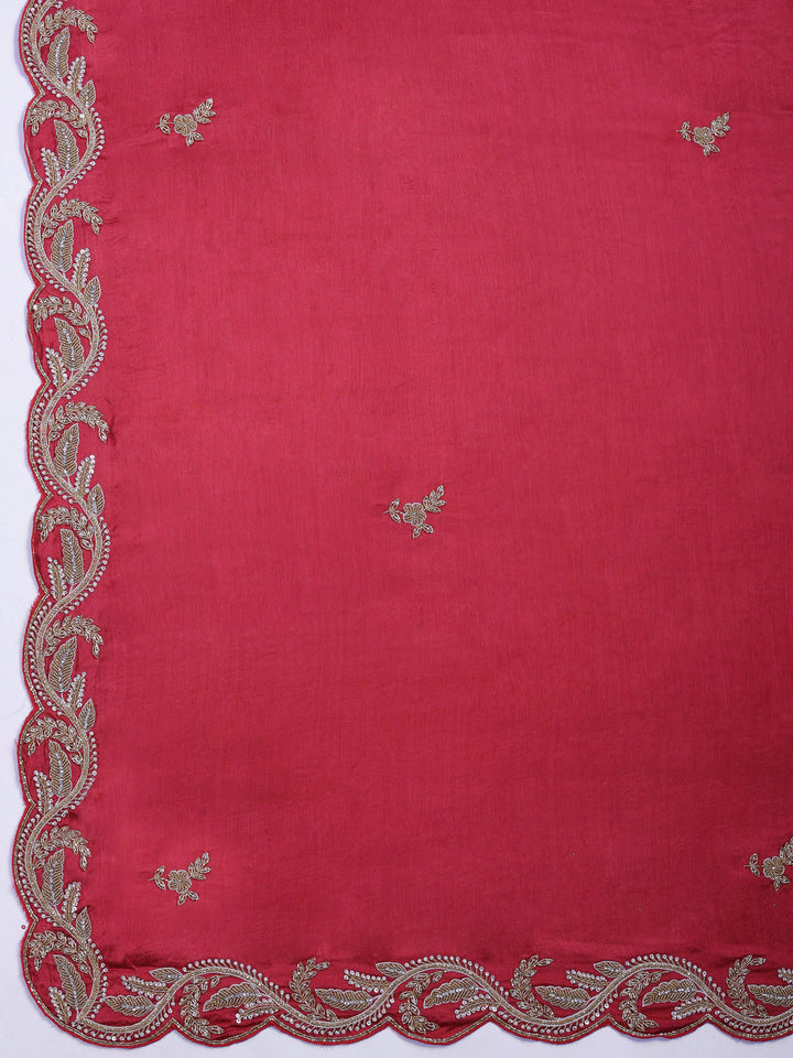 Rani Embroidered Chinon Saree