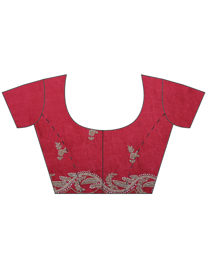 Rani Embroidered Chinon Saree