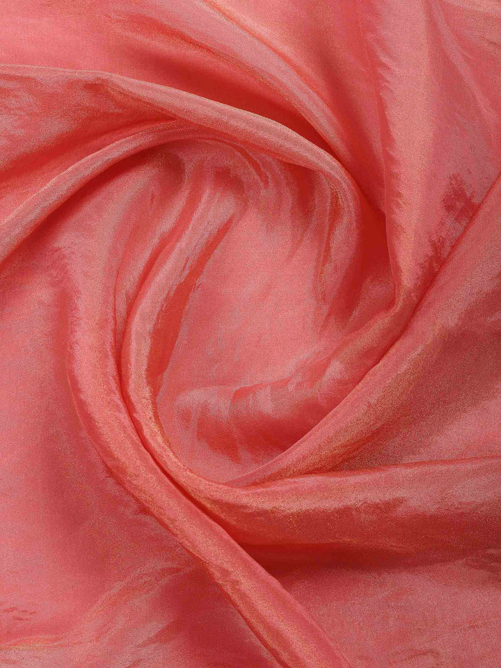 Peach Embroidered Tissue Saree
