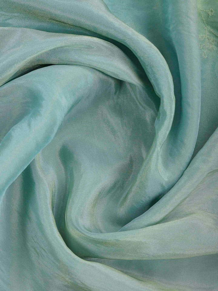 Pista Green Embroidered Tissue Saree