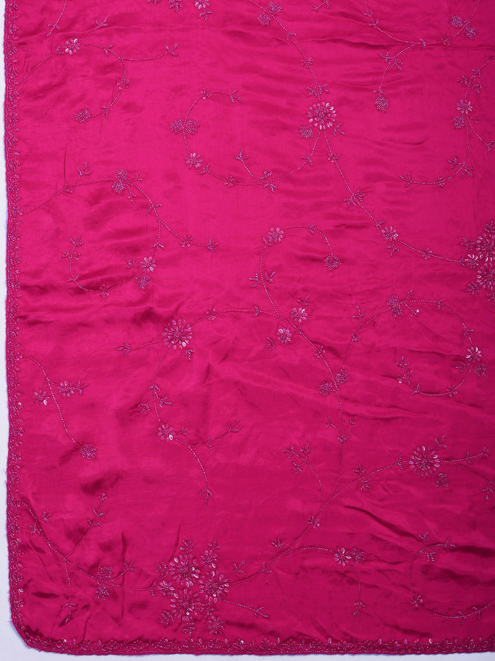 Rani Embroidered Satin Saree