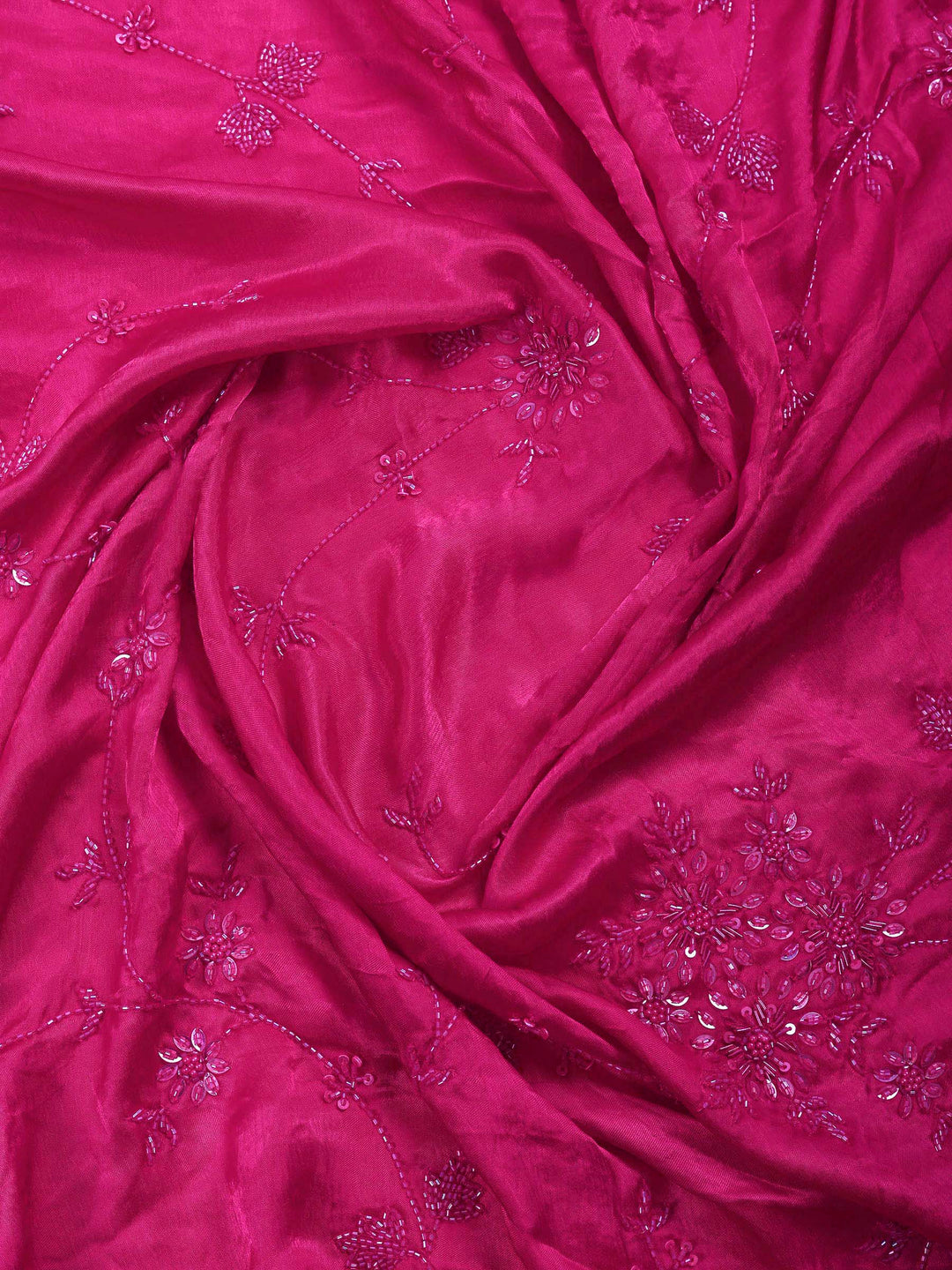 Rani Embroidered Satin Saree