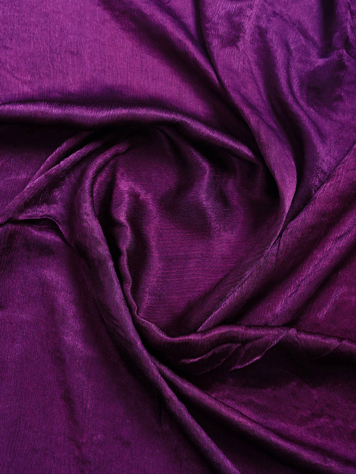 Wine Embroidered Satin Saree