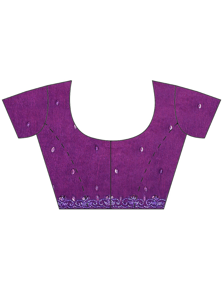 Wine Embroidered Satin Saree