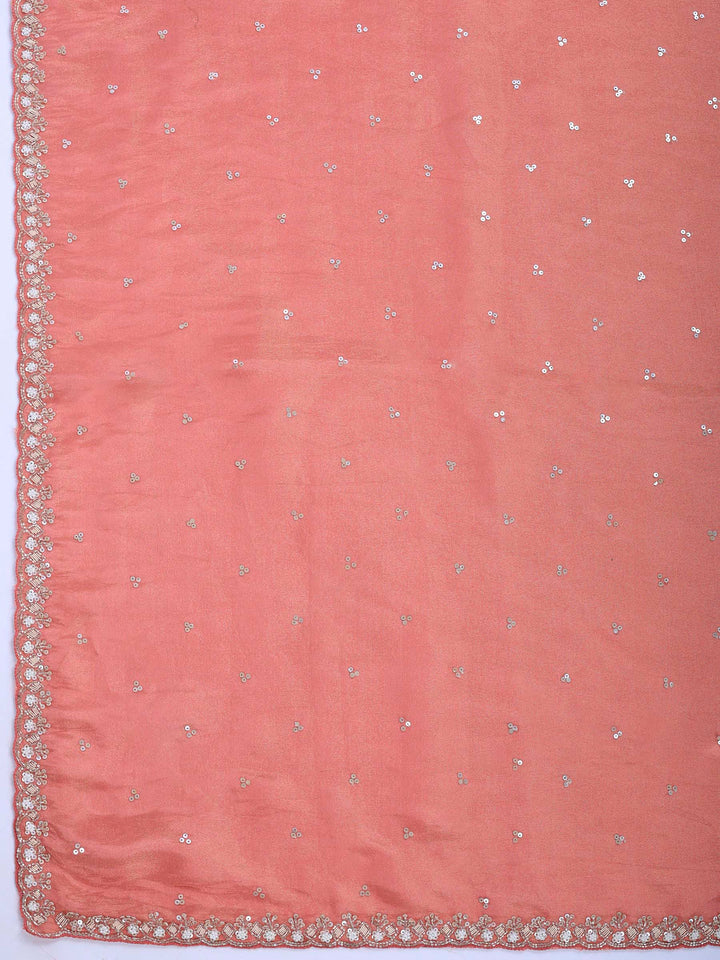 Pink Embroidered Tissue Saree