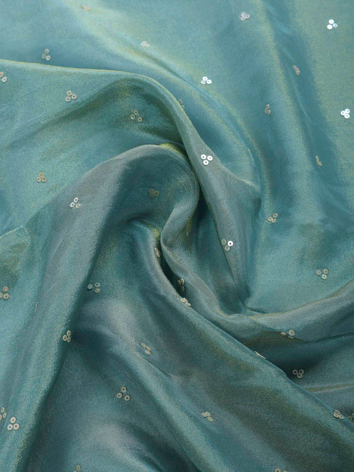 Sea Green Embroidered Tissue Saree