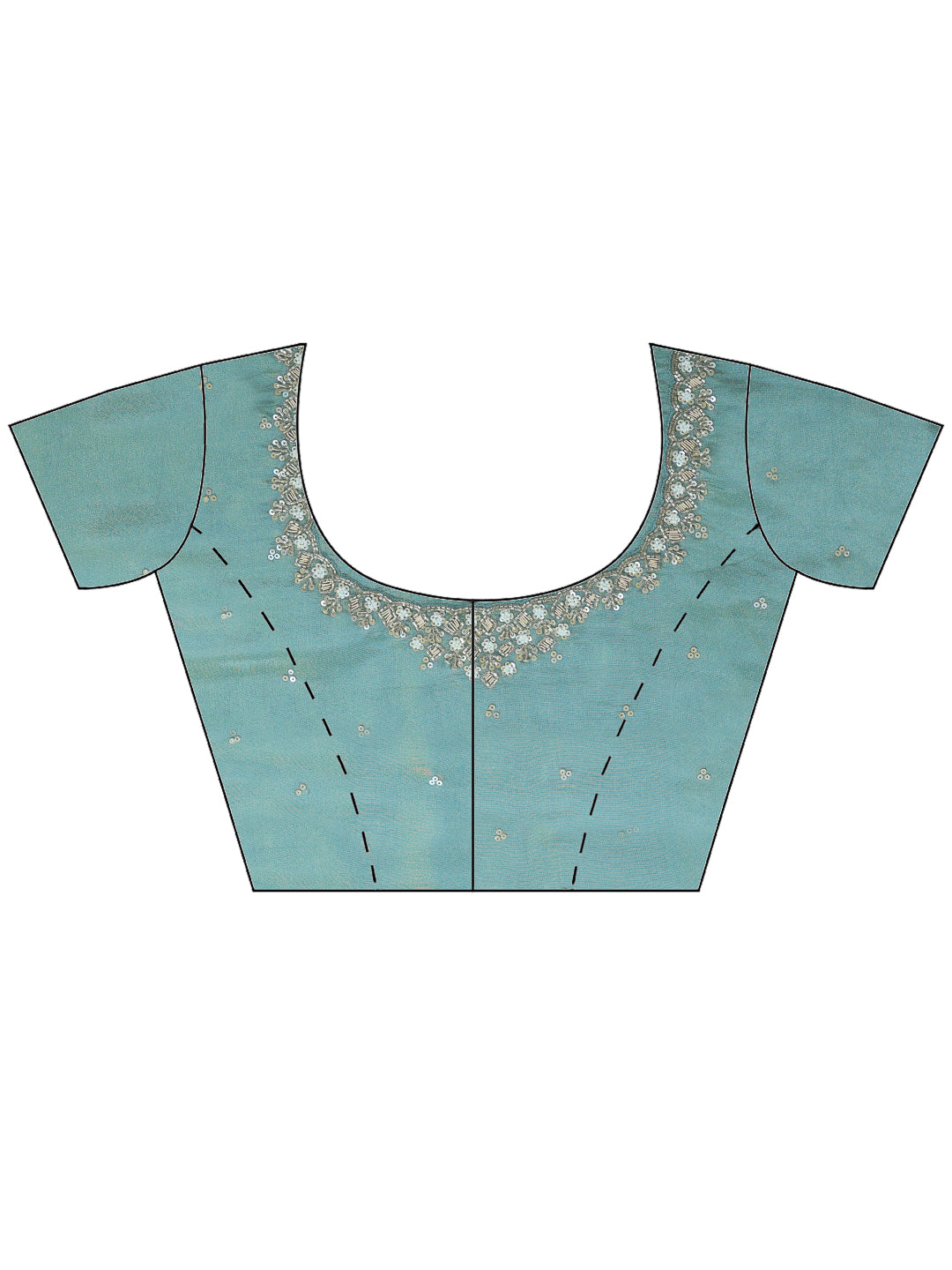 Sea Green Embroidered Tissue Saree