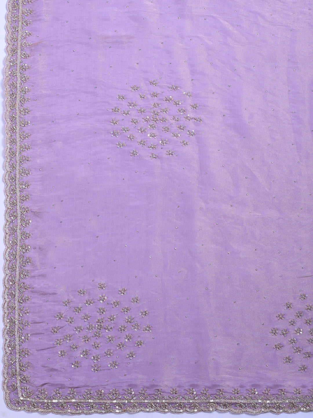 Lavender Embroidered Tissue Saree