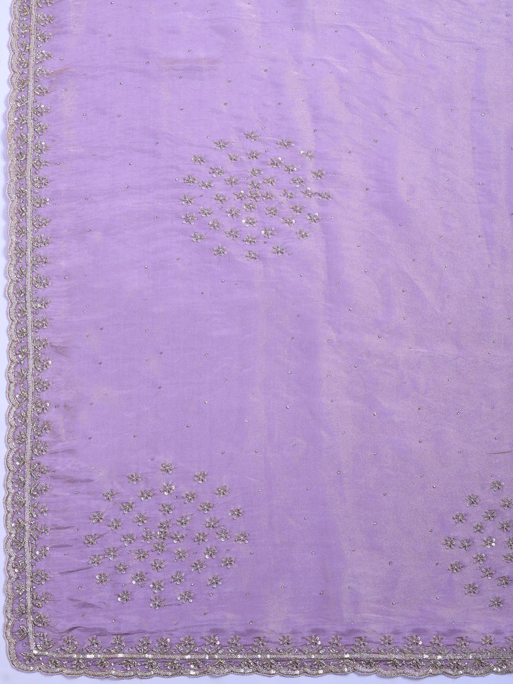 Lavender Embroidered Tissue Saree
