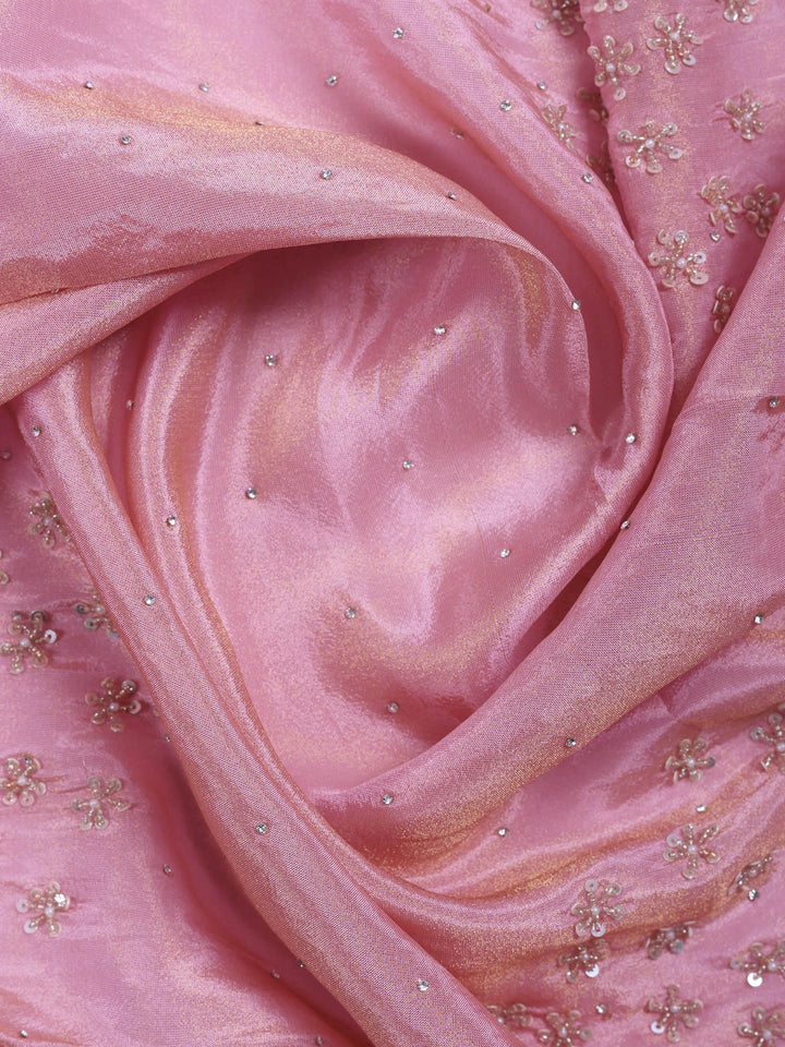 Pink Embroidered Tissue Saree