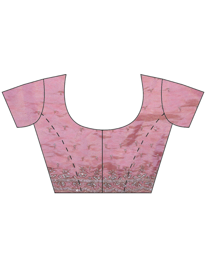 Pink Embroidered Tissue Saree
