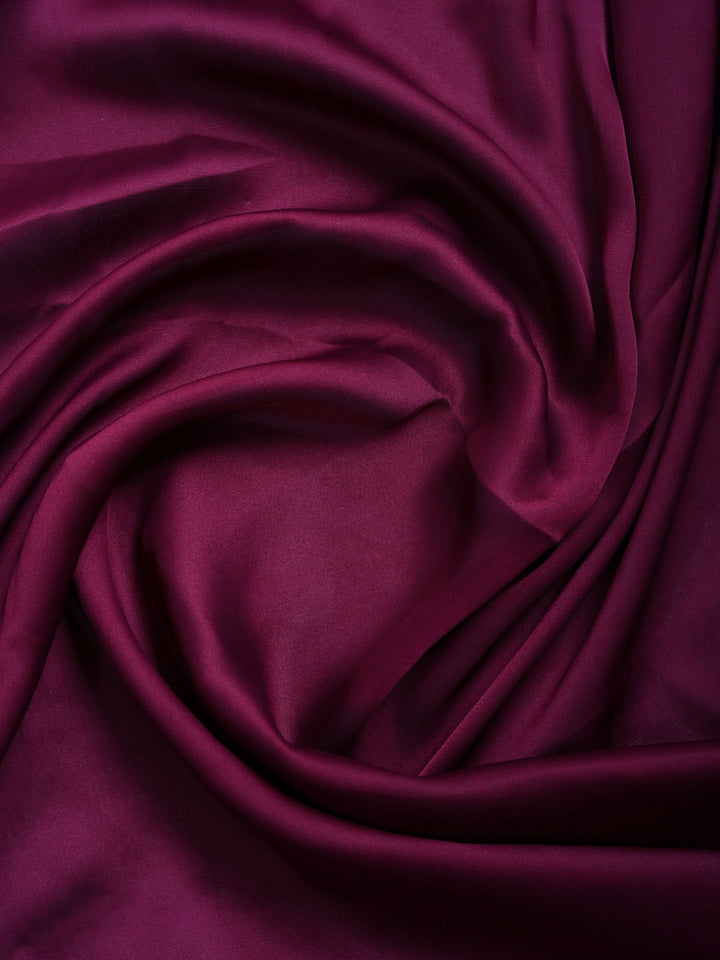 Wine Embroidered Satin Saree