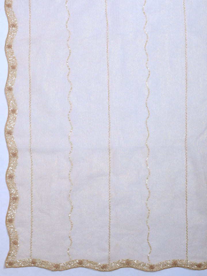 Beige Embroidered Organza Saree