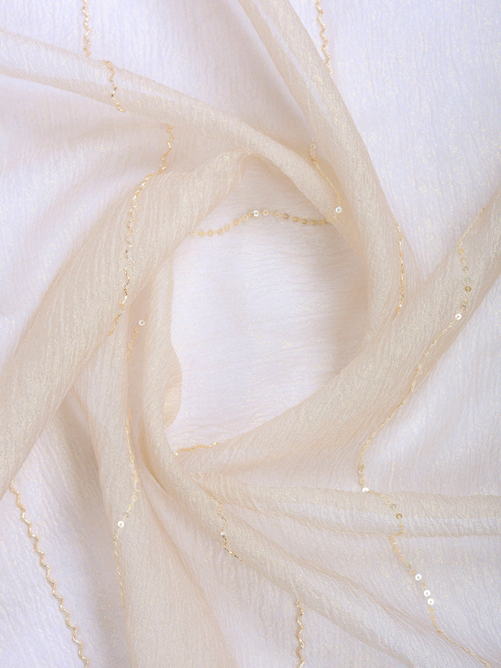 Beige Embroidered Organza Saree