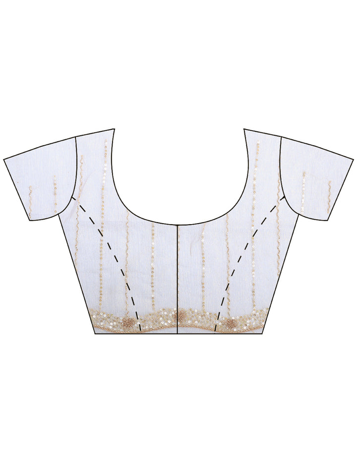 Beige Embroidered Organza Saree